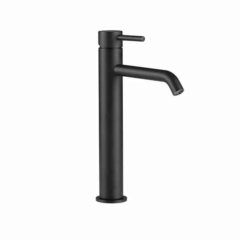 Grifo lavabo rondo alto negro